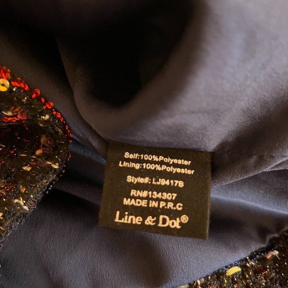 Line + Dot Size S Cropped Tweed Button-Front Jacket Hooded Metallic - Picture 11 of 12